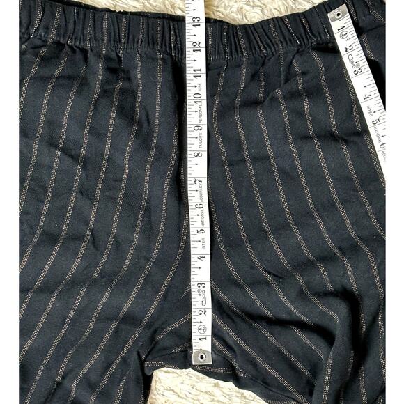 Zara Cropped Pin Striped Exposed Stitch Hem Women Size XL Pull On Comfort Pants - Picture 6 of 12